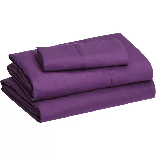 imageAmazon Basics 3 Count Lightweight Super Soft Easy Care Microfiber Bed Sheet Set with 14quot Deep Pockets  Twin Pack of 4 Black SolidPlum