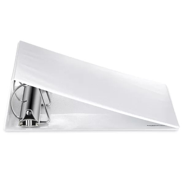 imageAmazon Basics 3 Ring Binders 3 Inch 2 Pack DRing Organizer for School Home Office White2Pack