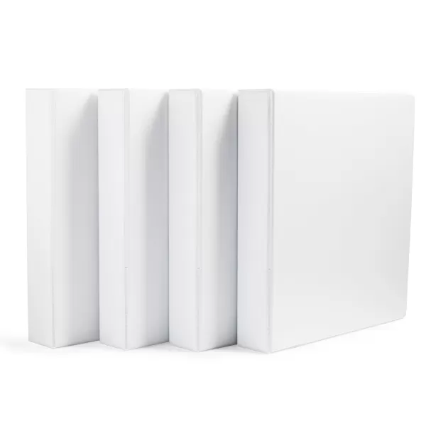 imageAmazon Basics 3 Ring Binders 3 Inch 2 Pack DRing Organizer for School Home Office White4Pack