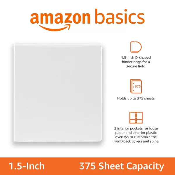imageAmazon Basics 3 Ring Binders 3 Inch 2 Pack DRing Organizer for School Home Office White4Pack