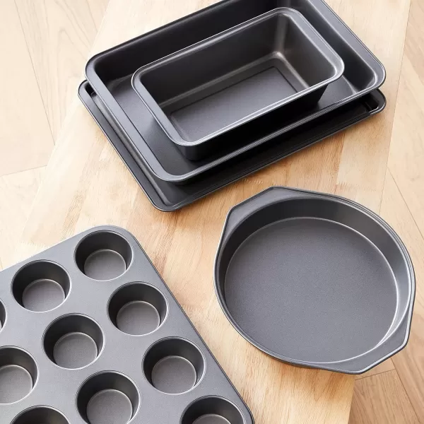imageAmazon Basics 6 Piece Nonstick Carbon Steel Oven Safe Bakeware Set 405 cm x 285 cm x 15 cm