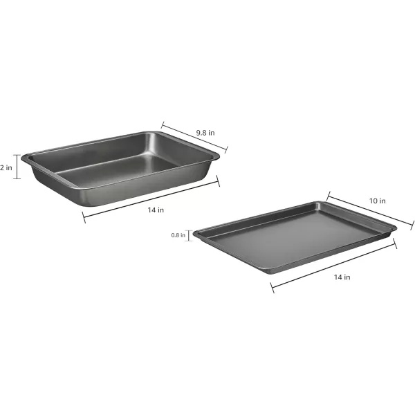 imageAmazon Basics 6 Piece Nonstick Carbon Steel Oven Safe Bakeware Set 405 cm x 285 cm x 15 cm
