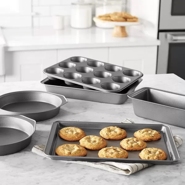 imageAmazon Basics 6 Piece Nonstick Carbon Steel Oven Safe Bakeware Set 405 cm x 285 cm x 15 cm