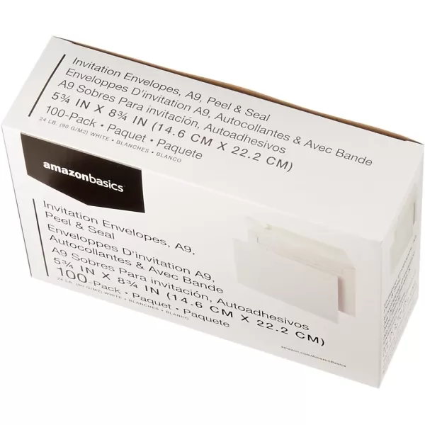 imageAmazon Basics A9 Blank Invitation Envelopes with Peel and Seal Closure 534 x 834 Inches White  Pack of 100White
