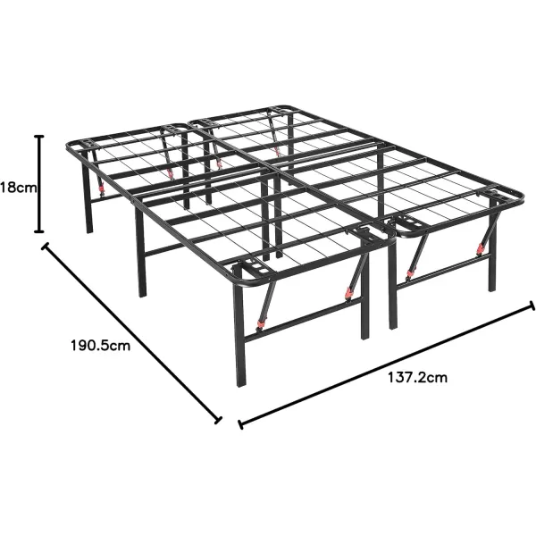 imageAmazon Basics Bed Frame with Storage Foldable Metal Platform Sturdy Steel No Box Spring Needed 18 Inches High ToolFree Setup King Size BlackFull