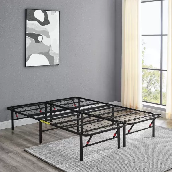 imageAmazon Basics Bed Frame with Storage Foldable Metal Platform Sturdy Steel No Box Spring Needed 18 Inches High ToolFree Setup King Size BlackKing