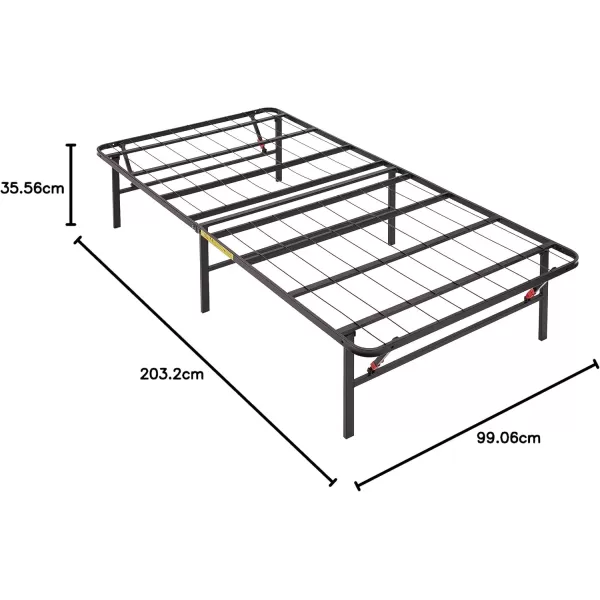 imageAmazon Basics Bed Frame with Storage Foldable Metal Platform Sturdy Steel No Box Spring Needed 18 Inches High ToolFree Setup King Size BlackTwin