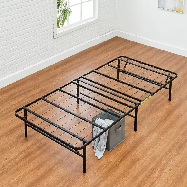 imageAmazon Basics Bed Frame with Storage Foldable Metal Platform Sturdy Steel No Box Spring Needed 18 Inches High ToolFree Setup King Size BlackTwin