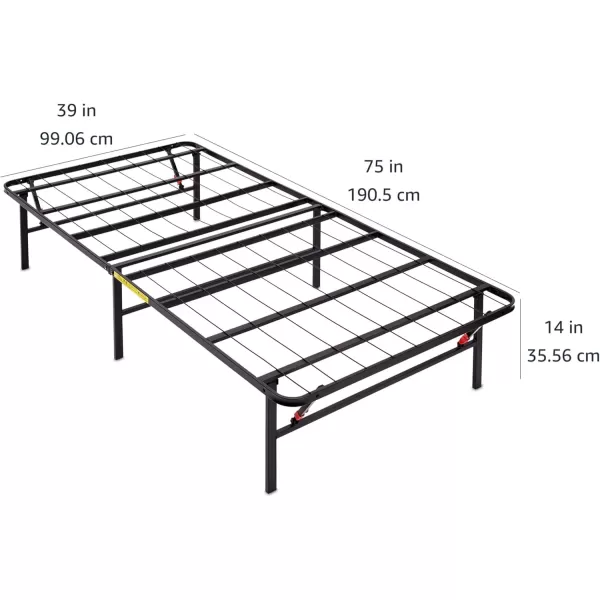 imageAmazon Basics Bed Frame with Storage Foldable Metal Platform Sturdy Steel No Box Spring Needed 18 Inches High ToolFree Setup King Size BlackTwin