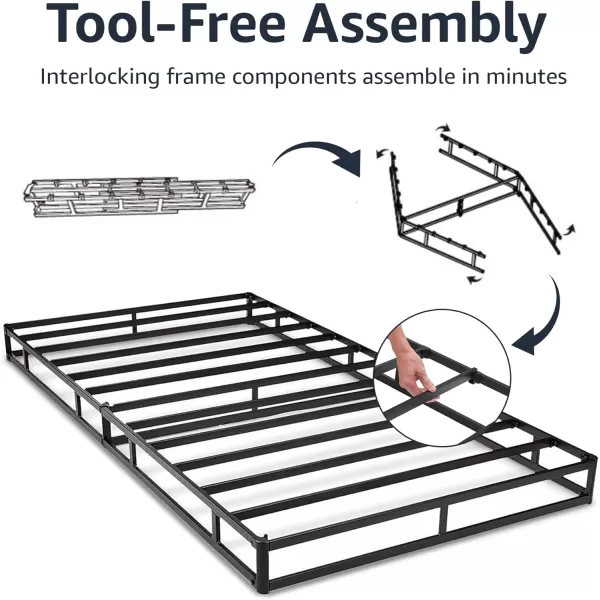 imageAmazon Basics Box Spring 9Inch Metal Frame Strong ampamp Durable Quick ToolFree Assembly King Size White