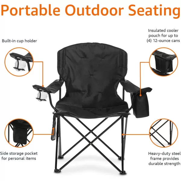 imageAmazon Basics Camping ChairX Large  Padded  Black