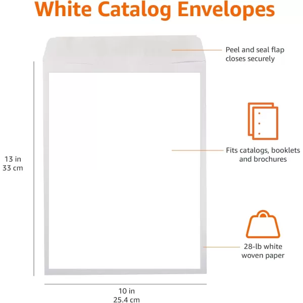 imageAmazon Basics Catalog Mailing Envelopes Peel and Seal 10x13 Inch White 100Pack100Pack