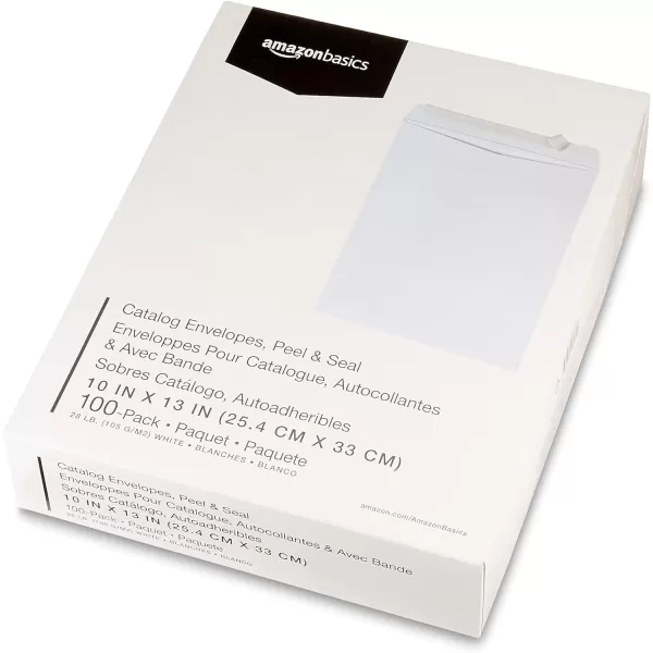 imageAmazon Basics Catalog Mailing Envelopes Peel and Seal 10x13 Inch White 100Pack100Pack