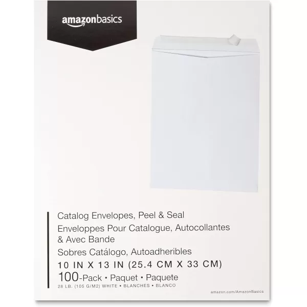 imageAmazon Basics Catalog Mailing Envelopes Peel and Seal 10x13 Inch White 100Pack100Pack