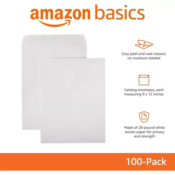 imageAmazon Basics Catalog Mailing Envelopes Peel and Seal 10x13 Inch White 100Pack100Pack