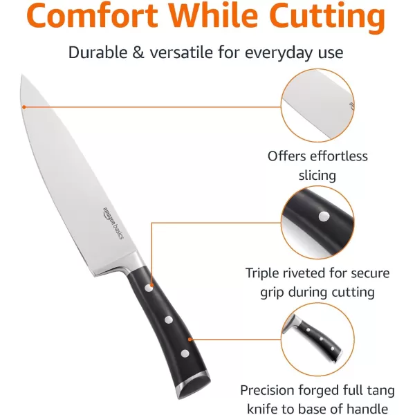 imageAmazon Basics Classic 8inch Chefs Knife with Three Rivets Silver
