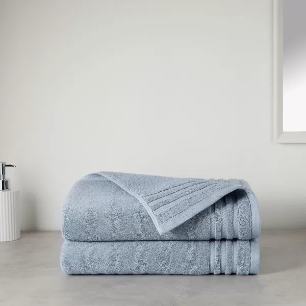 imageAmazon Basics Cotton Bath Towels Made with 30 Recycled Cotton Content  2Pack 30quot x 54quot Blue GreyBlue