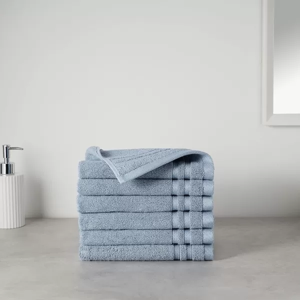 imageAmazon Basics Cotton Bath Towels Made with 30 Recycled Cotton Content  2Pack 30quot x 54quot Blue GreyBlue