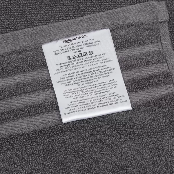 imageAmazon Basics Cotton Bath Towels Made with 30 Recycled Cotton Content  2Pack 30quot x 54quot Blue GreyDark Grey