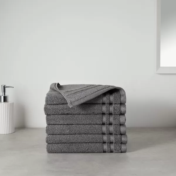 imageAmazon Basics Cotton Bath Towels Made with 30 Recycled Cotton Content  2Pack 30quot x 54quot Blue GreyDark Grey