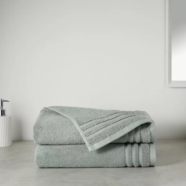 imageAmazon Basics Cotton Bath Towels Made with 30 Recycled Cotton Content  2Pack 30quot x 54quot Blue GreyGreen