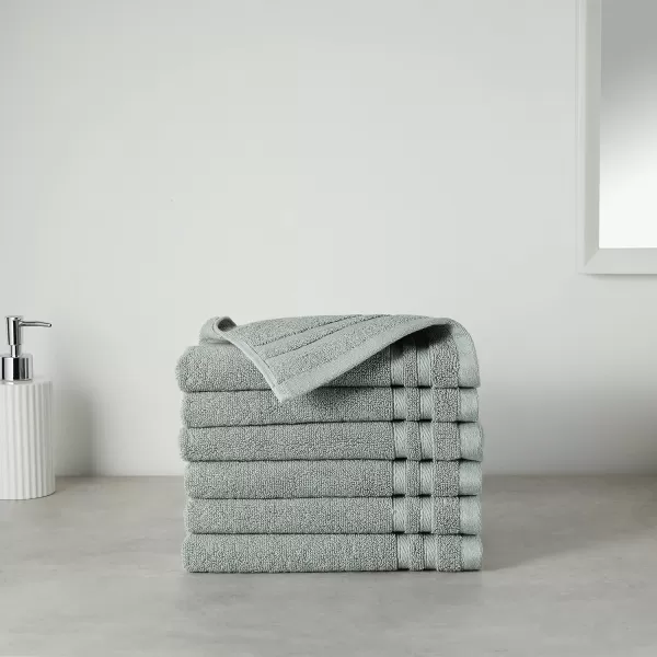 imageAmazon Basics Cotton Bath Towels Made with 30 Recycled Cotton Content  2Pack 30quot x 54quot Blue GreyGreen