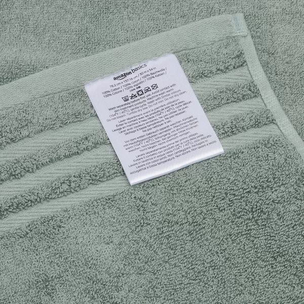 imageAmazon Basics Cotton Bath Towels Made with 30 Recycled Cotton Content  2Pack 30quot x 54quot Blue GreyGreen