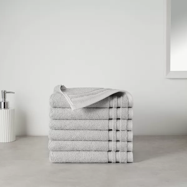 imageAmazon Basics Cotton Bath Towels Made with 30 Recycled Cotton Content  2Pack 30quot x 54quot Blue GreyLight Grey