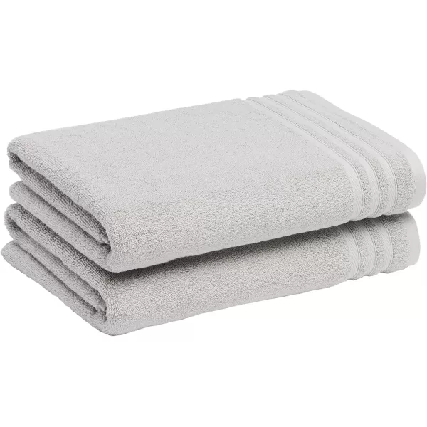 imageAmazon Basics Cotton Bath Towels Made with 30 Recycled Cotton Content  2Pack 30quot x 54quot Blue GreyLight Grey