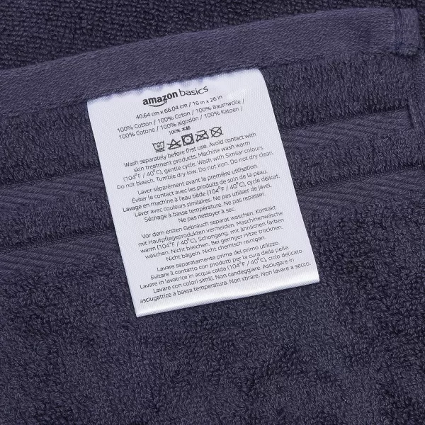 imageAmazon Basics Cotton Bath Towels Made with 30 Recycled Cotton Content  2Pack 30quot x 54quot Blue GreyMidnight Blue