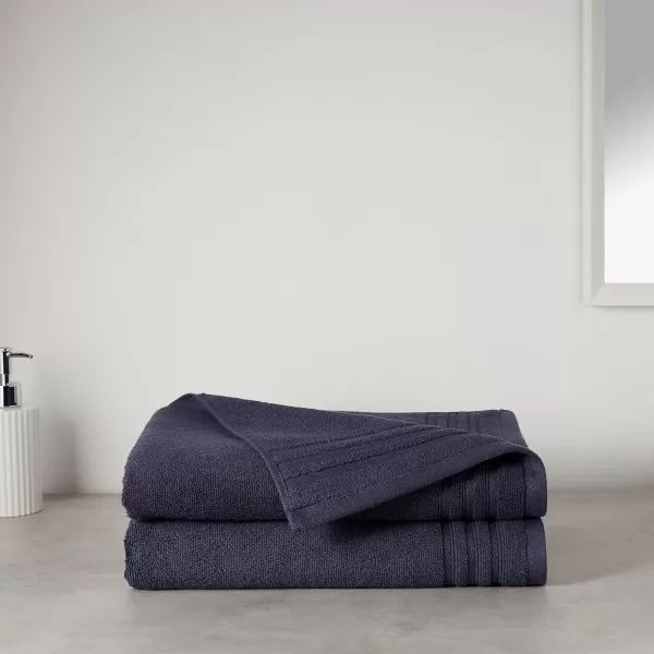 imageAmazon Basics Cotton Bath Towels Made with 30 Recycled Cotton Content  2Pack 30quot x 54quot Blue GreyMidnight Blue