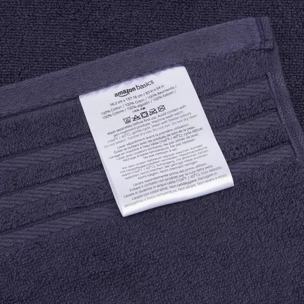 imageAmazon Basics Cotton Bath Towels Made with 30 Recycled Cotton Content  2Pack 30quot x 54quot Blue GreyMidnight Blue