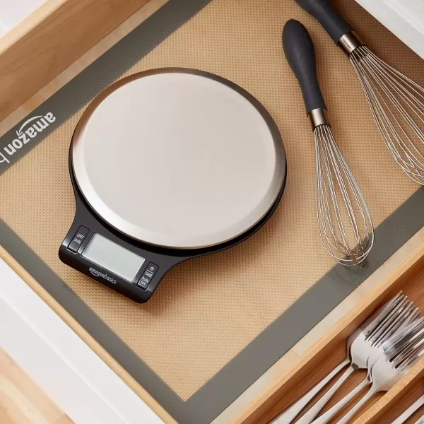 imageAmazon Basics Digital Kitchen Scale with LCD Display Batteries Included Weighs up to 11 pounds Black and Stainless Steel