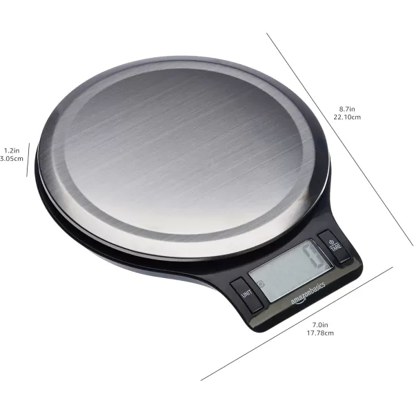 imageAmazon Basics Digital Kitchen Scale with LCD Display Batteries Included Weighs up to 11 pounds Black and Stainless Steel