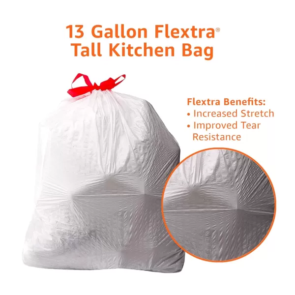 imageAmazon Basics Flextra Tall Kitchen Drawstring Trash Bags Fresh Scent 13 Gallon 90 Count120 Count Pack of 1