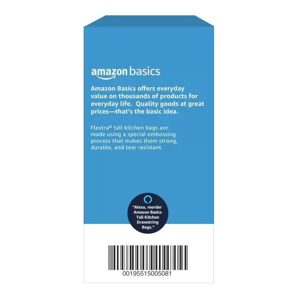 imageAmazon Basics Flextra Tall Kitchen Drawstring Trash Bags Fresh Scent 13 Gallon 90 Count120 Count Pack of 1