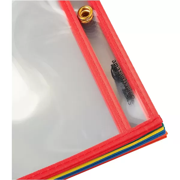 imageAmazon Basics Heavy Duty Dry Erase Ticket Holder Pockets with Clear Plastic Film and Multicolored Fabric Edge 85quot X 11quot Pack of 25