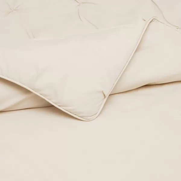 imageAmazon Basics King Size Comforter Sets AllSeason DownAlternative 3Piece Bedding Set Pinch Pleat Design Bright WhiteBeige