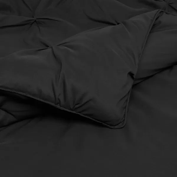 imageAmazon Basics King Size Comforter Sets AllSeason DownAlternative 3Piece Bedding Set Pinch Pleat Design Bright WhiteBlack