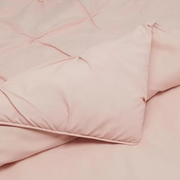 imageAmazon Basics King Size Comforter Sets AllSeason DownAlternative 3Piece Bedding Set Pinch Pleat Design Bright WhiteBlush