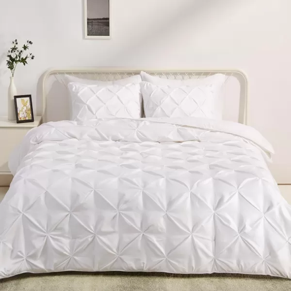 imageAmazon Basics King Size Comforter Sets AllSeason DownAlternative 3Piece Bedding Set Pinch Pleat Design Bright WhiteBright White