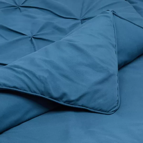 imageAmazon Basics King Size Comforter Sets AllSeason DownAlternative 3Piece Bedding Set Pinch Pleat Design Bright WhiteDark Teal
