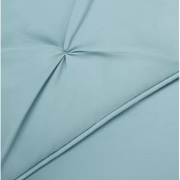 imageAmazon Basics King Size Comforter Sets AllSeason DownAlternative 3Piece Bedding Set Pinch Pleat Design Bright WhiteSpa Blue