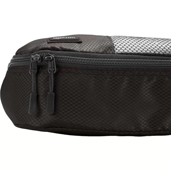 imageAmazon Basics Lightweight Packing Cubes for Travel 4 Piece Set With Double Zipper Pulls and Mesh Top Panel 100 Durable Polyester Small Sky BlueBlack
