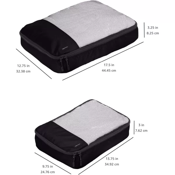 imageAmazon Basics Lightweight Packing Cubes for Travel 4 Piece Set With Double Zipper Pulls and Mesh Top Panel 100 Durable Polyester Small Sky BlueBlack