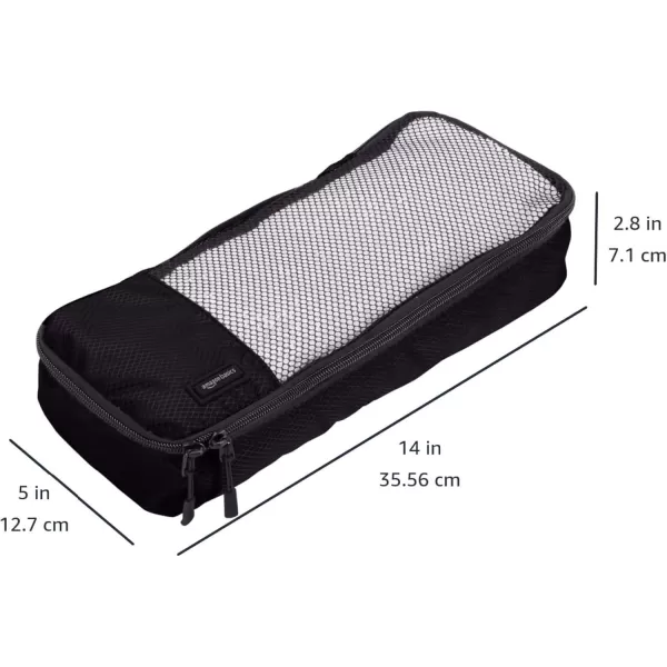 imageAmazon Basics Lightweight Packing Cubes for Travel 4 Piece Set With Double Zipper Pulls and Mesh Top Panel 100 Durable Polyester Small Sky BlueBlack