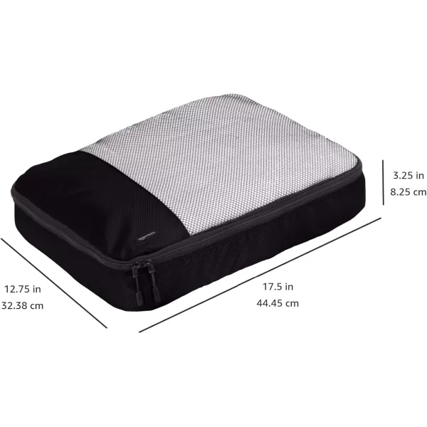 imageAmazon Basics Lightweight Packing Cubes for Travel 4 Piece Set With Double Zipper Pulls and Mesh Top Panel 100 Durable Polyester Small Sky BlueBlack