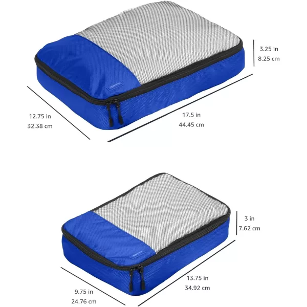 imageAmazon Basics Lightweight Packing Cubes for Travel 4 Piece Set With Double Zipper Pulls and Mesh Top Panel 100 Durable Polyester Small Sky BlueBlue
