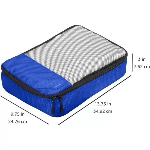 imageAmazon Basics Lightweight Packing Cubes for Travel 4 Piece Set With Double Zipper Pulls and Mesh Top Panel 100 Durable Polyester Small Sky BlueBlue