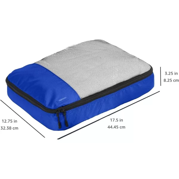 imageAmazon Basics Lightweight Packing Cubes for Travel 4 Piece Set With Double Zipper Pulls and Mesh Top Panel 100 Durable Polyester Small Sky BlueBlue